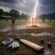 Stormy cricket field with lightning strike 80x80